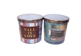 Sonoma Scented Candle 14 oz 3 Wick Candle Set Be Leaf in Yourself &amp; Fall in Love - £25.12 GBP