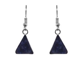 Mini Triangle Shaped Crushed Chip Stone Inlay Acrylic Silver Metal Dangl... - $17.81