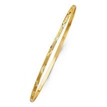 Dimaya 14k Yellow Gold Ladies Diamond-Cut 2mm Solid Bangle Bracelet - £241.40 GBP