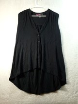 Peck &amp; Peck Tank Top Womens Medium Black Rayon Sleeveless V Neck Button Down - £11.72 GBP