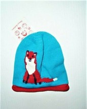 Hanna Andersson Knit Knitted Sweater Fox Blue Red Hat Infant Baby S Small NEW - £15.73 GBP