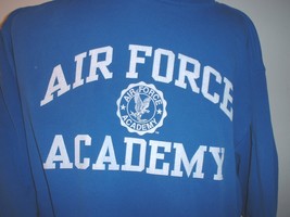 USAF US Air Force Academy blue hooded sweatshirt poly-cotton blend w damage - $15.00
