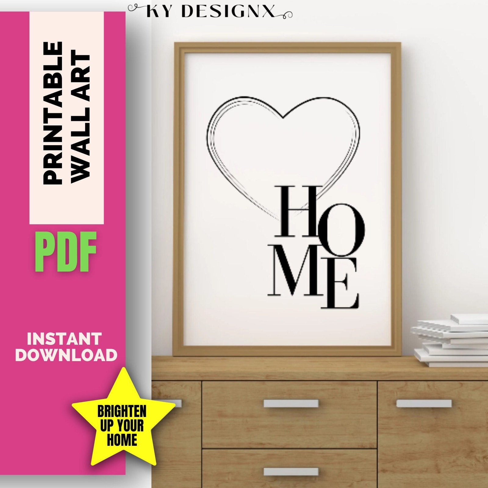 PRINTABLE HEART home sign, printable home heart wall art - $1.00