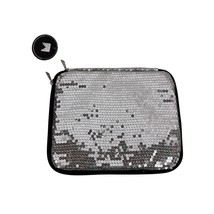 Sequin Silver Laptop Sleeve With Zipper Closure By Icing - £10.82 GBP