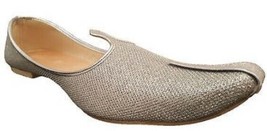 Mens Jutti Mojari Royal ethnic Wedding Flat Shoes US size 8-12 Glitter Silver - £25.67 GBP