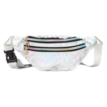 St bags women silver fanny pack female belt bag black geometric waist packs laser chest thumb200