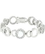 Silvertone Rhodium or Gold Plated Brass Cubic Zirconia Circle 7" Ladies ... - $67.32+