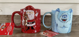 Rudolph &amp; Santa + Abominable Snowman “Bumble”  Christmas Coffee Mugs Cup... - £30.14 GBP