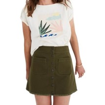 Madewell Women&#39;s Kale Green Raw Hem Pocket Stretch A-LINE Mini Skirt Plus Sz 24 - £23.49 GBP