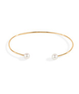 10 k Solid Yellow Gold Handmade 5 MM Cultured AAA Quality Pearl Cuff Bra... - $752.96 CAD