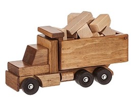 DUMP TRUCK with CARGO - Wood Construction Building Blocks Set USA AMISH ... - £147.11 GBP