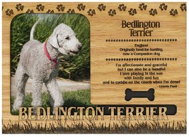 Bedlington Terrier Engraved Wood Picture Frame Magnet - $13.99