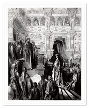 Gustave Dore King Solomon in Old Age 11x15.5&quot; Vintage 1953 Lithograph Art Print - £15.61 GBP