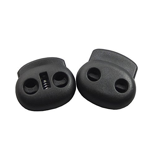 Bluemoona 50 PCS - Cord Lock One Two Holes Rund Shape Bean Toggles Stopper Sprin