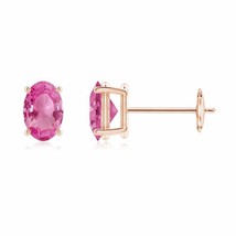 Authenticity Guarantee 
ANGARA Prong-Set Solitaire Oval Pink Sapphire Stud Ea... - £525.14 GBP