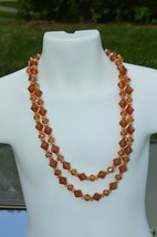 Vintage West Germany  Amber Lucite  Bead 2 Strand Necklace 22&#39;&#39;inches long NICE - £22.03 GBP