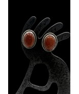 Signed Navajo Handmade Native American Sterling Silver Goldstone Stud Ea... - $49.99