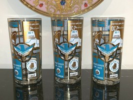 Vintage Airlines and Cruise Lines Glass Tumblers Set of 3 - £38.05 GBP