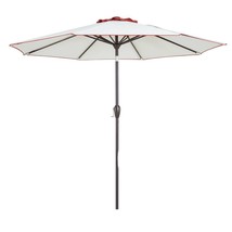 9&#39; Beige And Terracotta Polyester Octagonal Tilt Market Patio Umbrella - $2,218.23 MXN