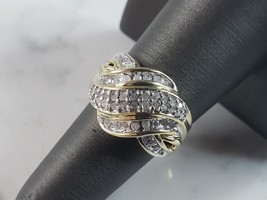 Womens Vintage Estate 10K Gold Diamond Cluster Ring 4.7g #E2826 - £340.28 GBP