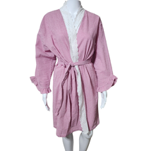 Eileen West Small Gingham Check Seersucker and Lace Belted Wrap Robe Pin... - $42.52