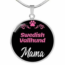 Swedish Vallhund Mama Necklace Circle Pendant Stainless Steel Or 18K Gold 18-22&quot; - £55.35 GBP