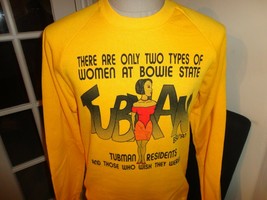 Vtg 80's Jerzees Gold Bowie State Bulldogs Tubman Women 50-50 Sweatshirt Fits M - $43.07