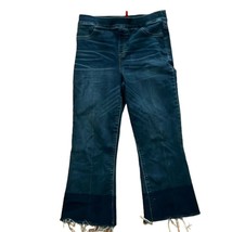 Spanx Denim Flared Cropped Two Tone Raw Hem Blue Jeans Womens Size Extra... - $45.00