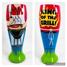 Top Shelf King Of The Grill Hand Painted 24 oz Pilsner Glass Steak Spatula Red - £23.17 GBP