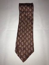 Ermenegildo Zegna Brown Abstract Circular Geometric 100% Silk Classic Neck Tie - £30.32 GBP