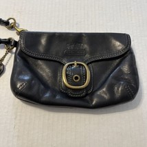 COACH  Black Leather  Brass Hardware Flap Demi Wristlet - $29.70