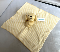2021 Carter&#39;s Yellow White Striped Knitted Puppy Dog Lovey  14&quot; NEW WITH TAGS - £23.29 GBP