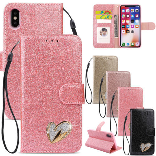 Bling Glitter Leather Case Magnetic Wallet Cover For iPhone 13 12 14 Pro Max 7 8