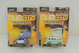 Jada Dub City Old Skool Diecast Lot of 2 &#39;59 VW Beetle &amp; &#39;62 VW Bus Fres... - £46.50 GBP