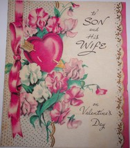 Vintage Heart To Heart To Son &amp; His Wife On Valentine’s Day Velum Card 1959 - $5.99