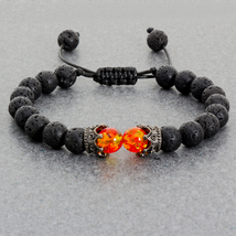 Black Lava Stone Crown Charm Tiger Eye Beads Bracelet for Men Women Braided - £4.32 GBP+