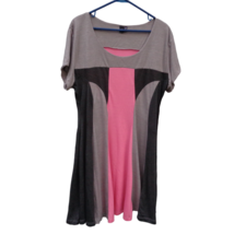 New Gray Pink Color Block T-Shirt Trapeze Wide Hem Dress Junior Plus 3X ... - £16.34 GBP