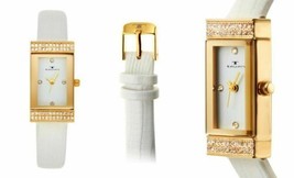 NEW Tavan 10037 Women&#39;s Sela Swarovski Accented Rectangle Gold Case White Watch - £25.43 GBP