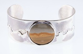 Vintage Sunset Agate Sterling Silver Cuff Bracelet - $258.84