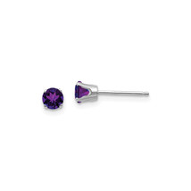 Finest Gold 4 mm 14K White Gold Amethyst Stud Earrings, Pair - €101,18 EUR