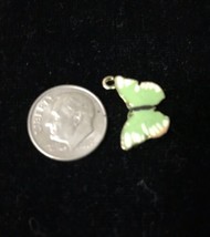 Green Butterfly enamel Pendant Necklace charm - £7.41 GBP