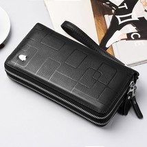 New Genuine Leather Multifunctional Long Wallet Cow Leather Zipper Money Clip Me - £82.50 GBP