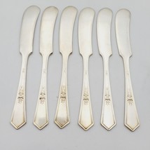 ROGERS Antique c1920 La TOURAINE Silverplate Knife Butter Spreaders Set of 6 - £33.69 GBP