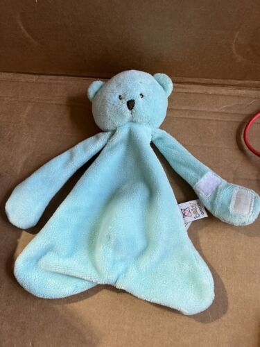 Baby Ganz Pacifier holder Cozy Teddy Bear Lovey Security Blanket Aqua Blue - $23.02