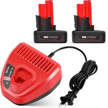 2 Pack 6000Mah M12 12V Battery And 12V Rapid Charger, 2411, C12 B, C12 Bx - $68.95