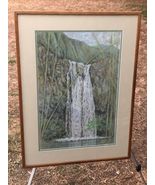 ZALESKI Original MAUI HAWAII WATERFALL MODERN IMPRESSIONIST WATERCOLOR L... - $495.00