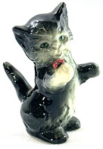 Vintage Goebel Gray Cat Figurine Holding Lady Bug West Germany Porcelain - $19.95