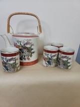 Satsuma Tea Set Tea Pot and 4 Cups Vintage 1970&#39;s Arnart Imports Peacocks - £45.62 GBP