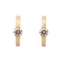 18K Yellow Gold Hoop Earrings With Blazing Diamond - £703.43 GBP