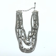 Kramer Silver Tone Multi Strand Necklace Choker Signed - £19.24 GBP